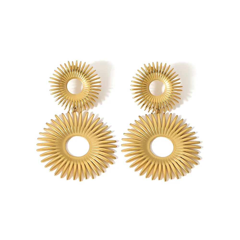 1 pair simple series classic geometric stainless steel  gold plated women drop earrings